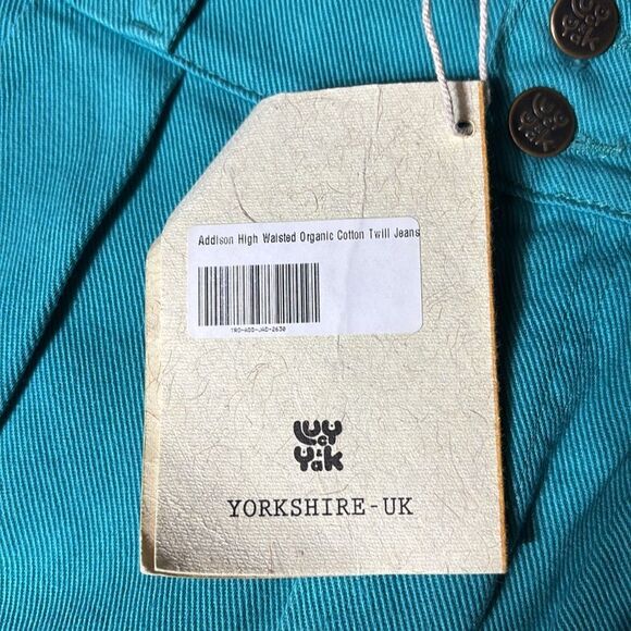 Lucy & yak women’s 26/4 Addison high waisted organic cotton twill trousers blue - Picture 3 of 6